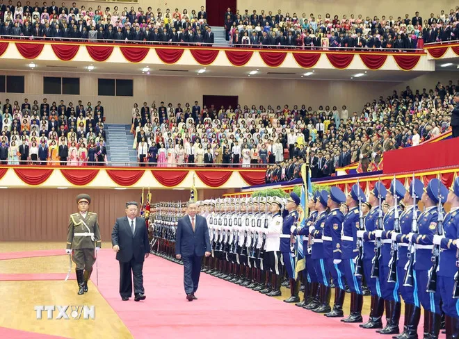 Lễ đón Tổng Bí thư Tô Lâm thăm cấp Nhà nước Cộng hòa Dân chủ Nhân dân Triều Tiên - Ảnh 1.