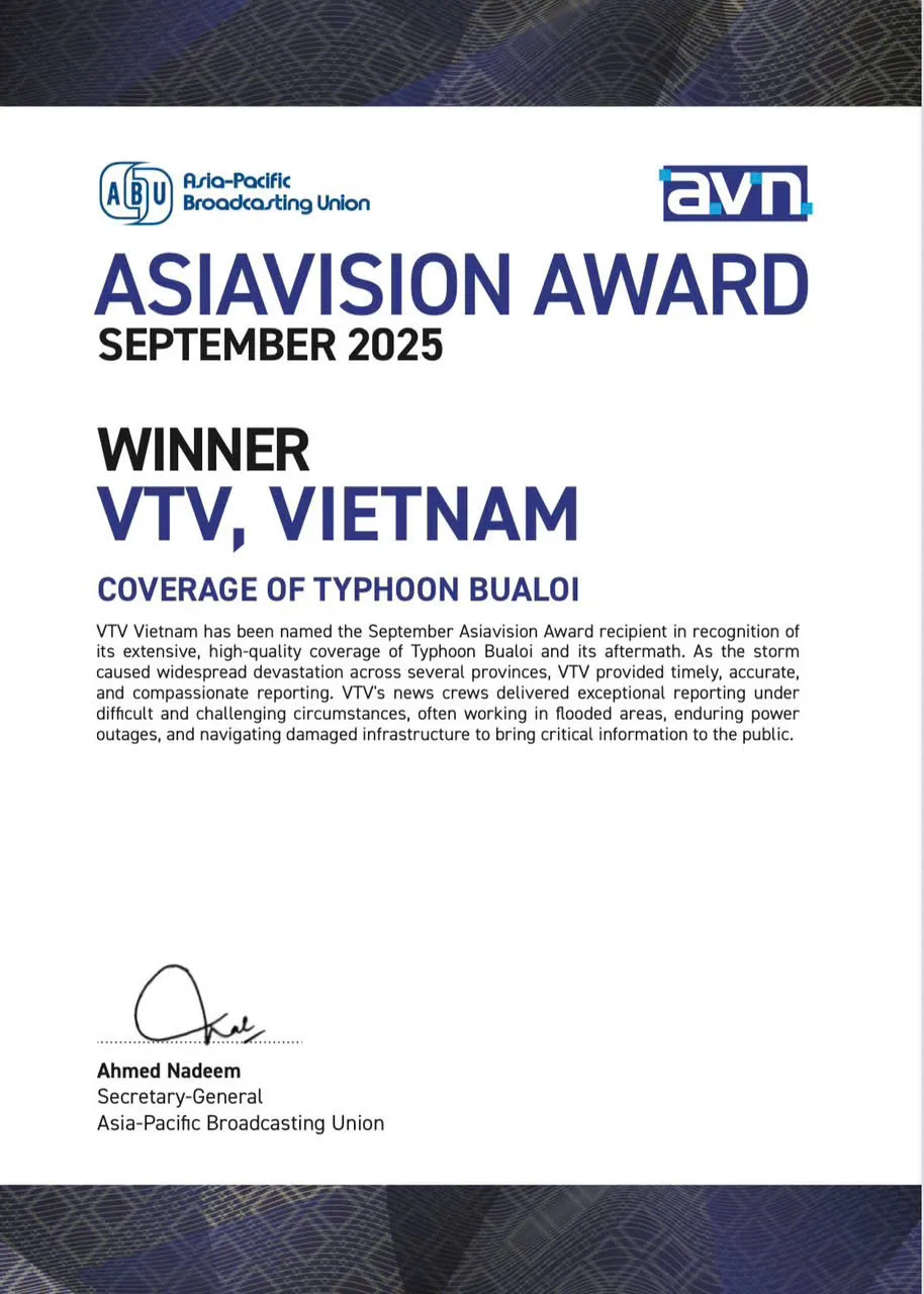 VTV được trao Giải thưởng Asiavision tháng 9 - Ảnh 2.